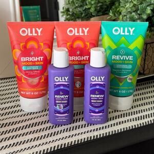 OLLY Mood + Skin Body Care Bundle 5pc Bright Renew Revive Scrub Wash New